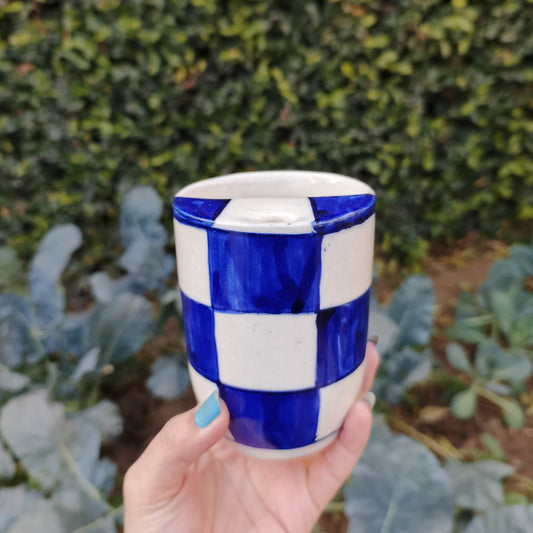 Blue Checkered Tumbler