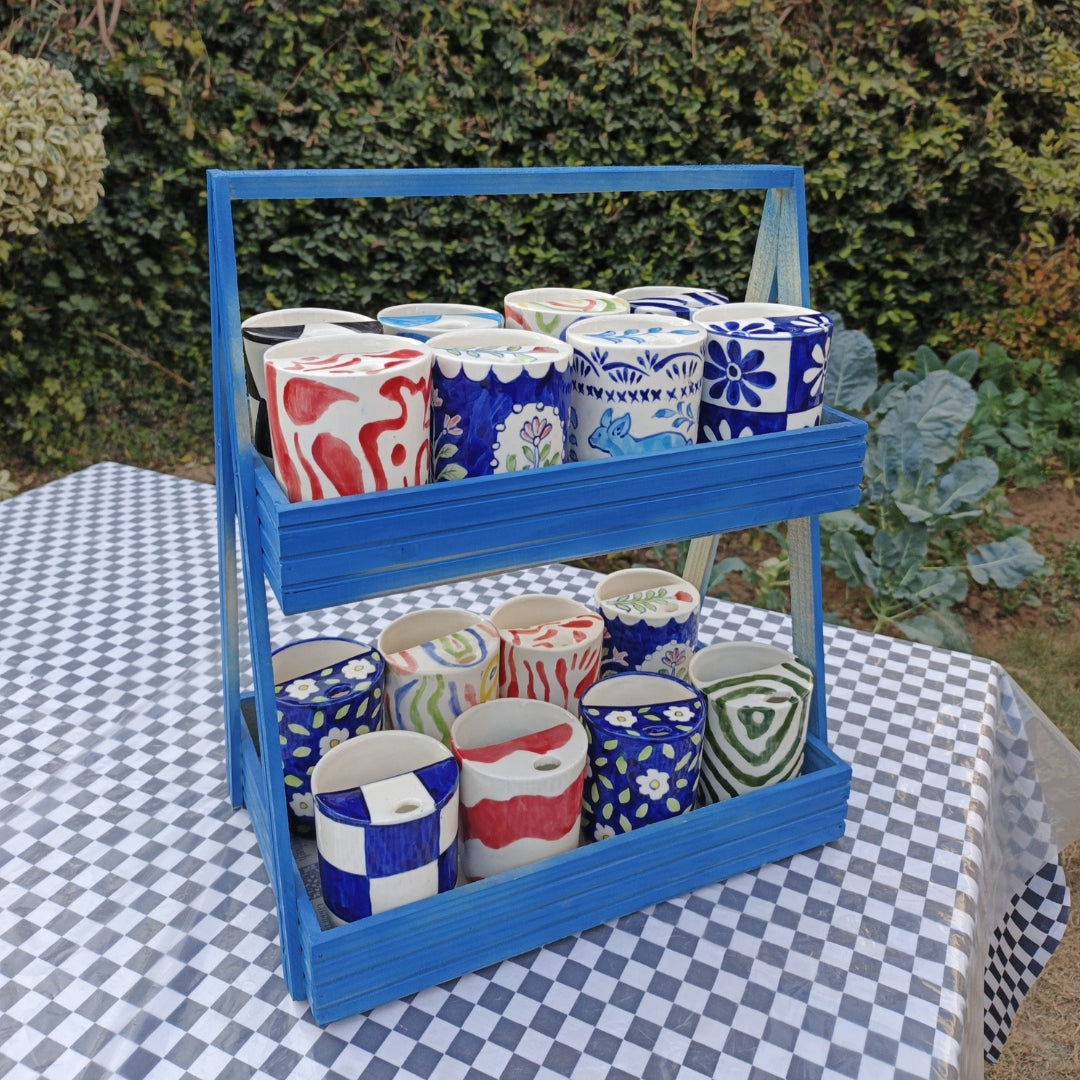 Blue Checkered Tumbler