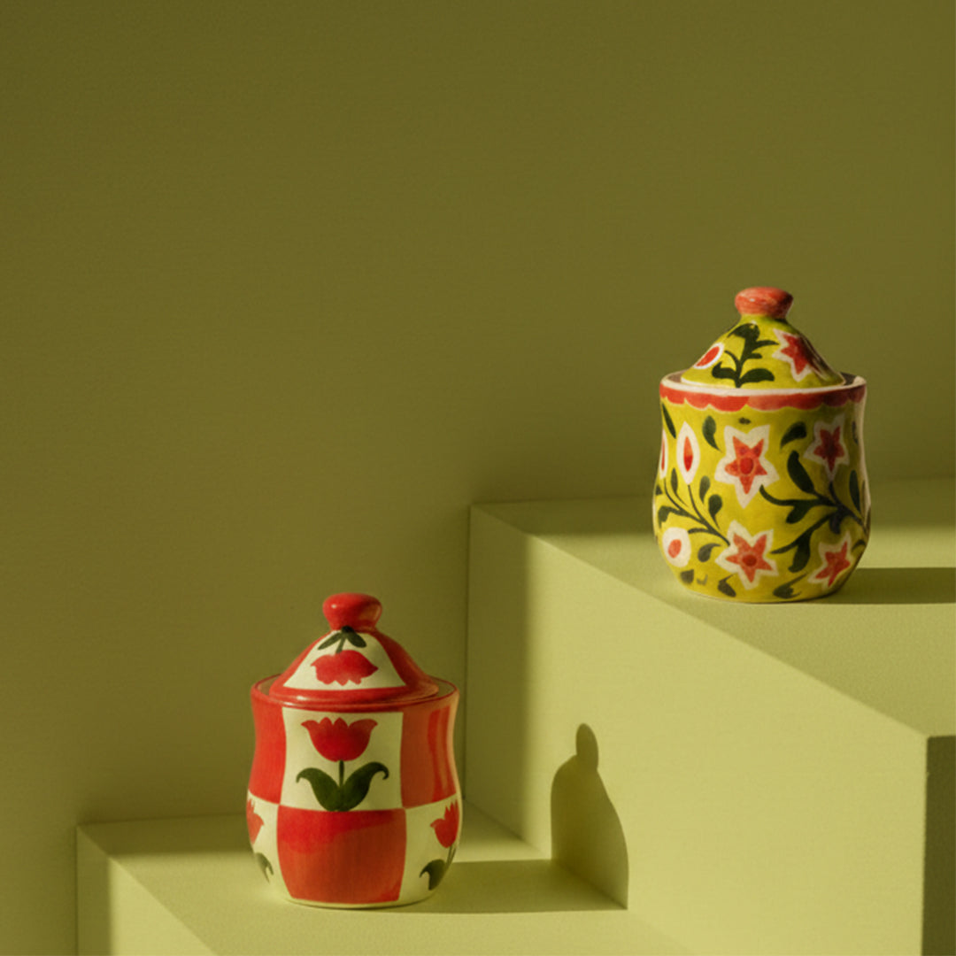 Strawberry Matcha Flowers Sugar Pot