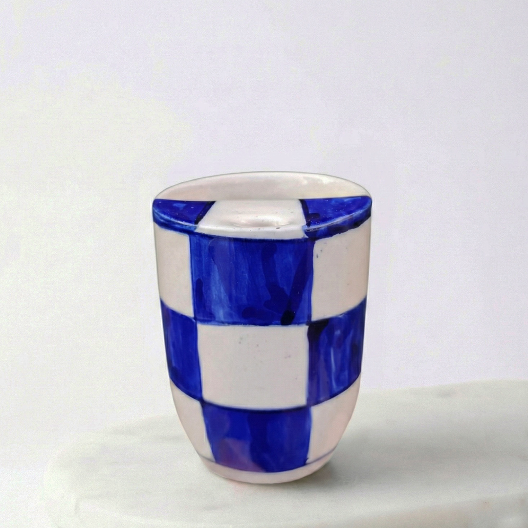 Blue Checkered Tumbler