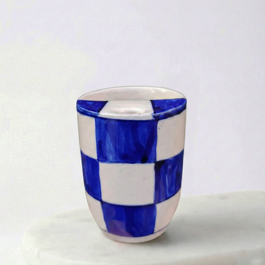 Blue Checkered Tumbler