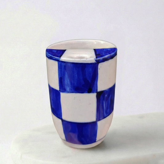 Blue Checkered Tumbler