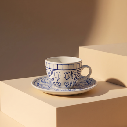 Summer Blues Teacup and Saucer