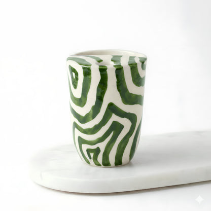 Olive Green Sqiggles Tumbler