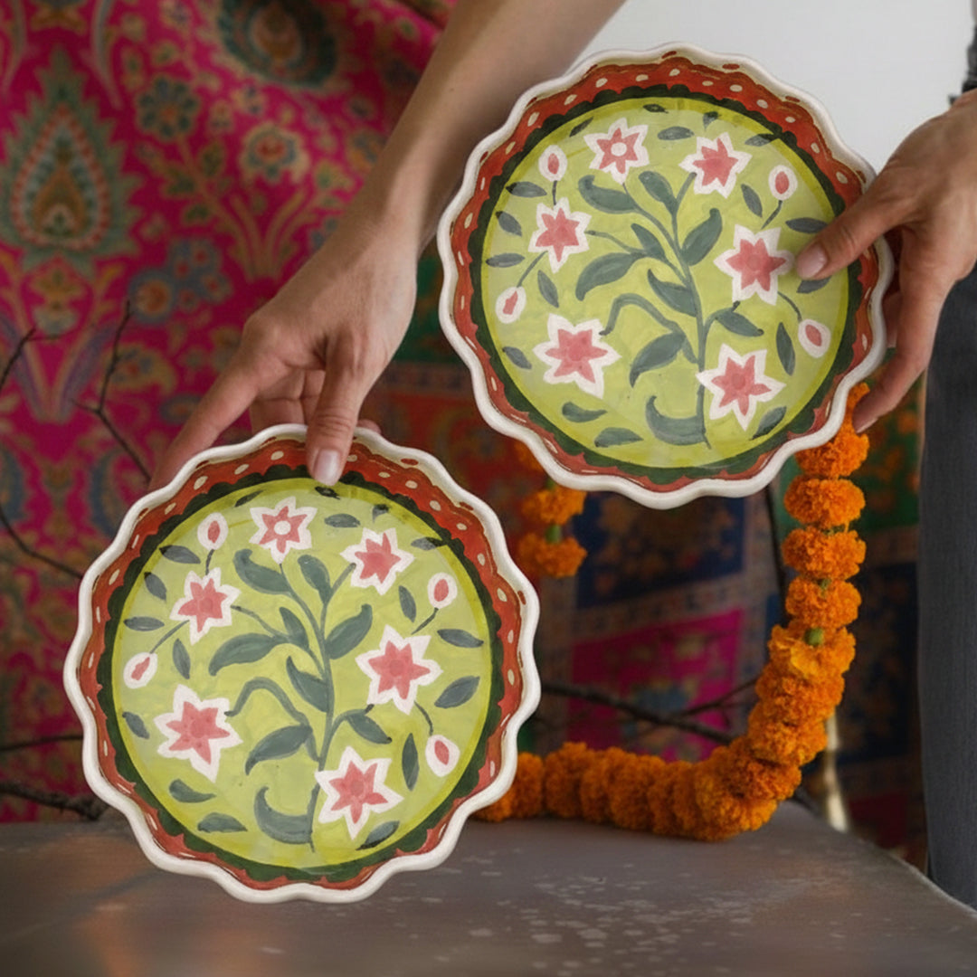 Strawberry Matcha Flowers Deep Plate