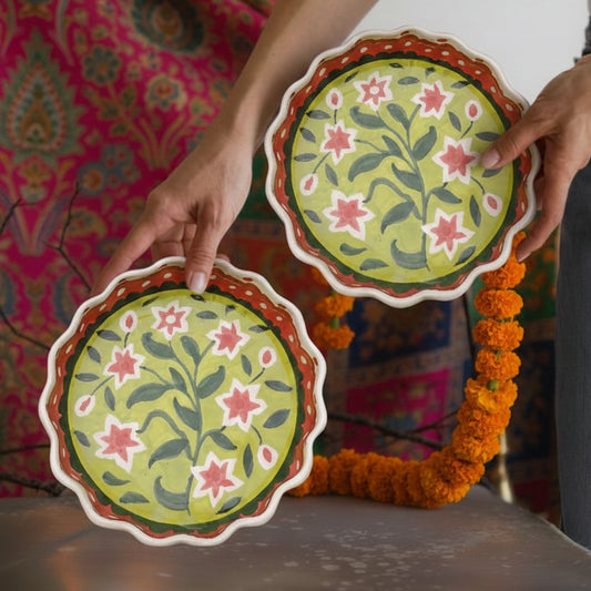 Strawberry Matcha Flowers Deep Plate