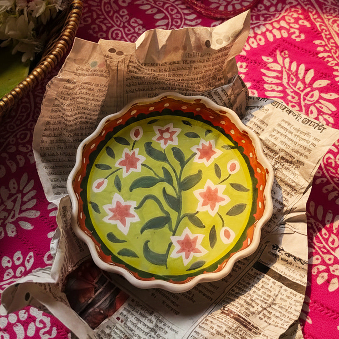 Strawberry Matcha Flowers Deep Plate
