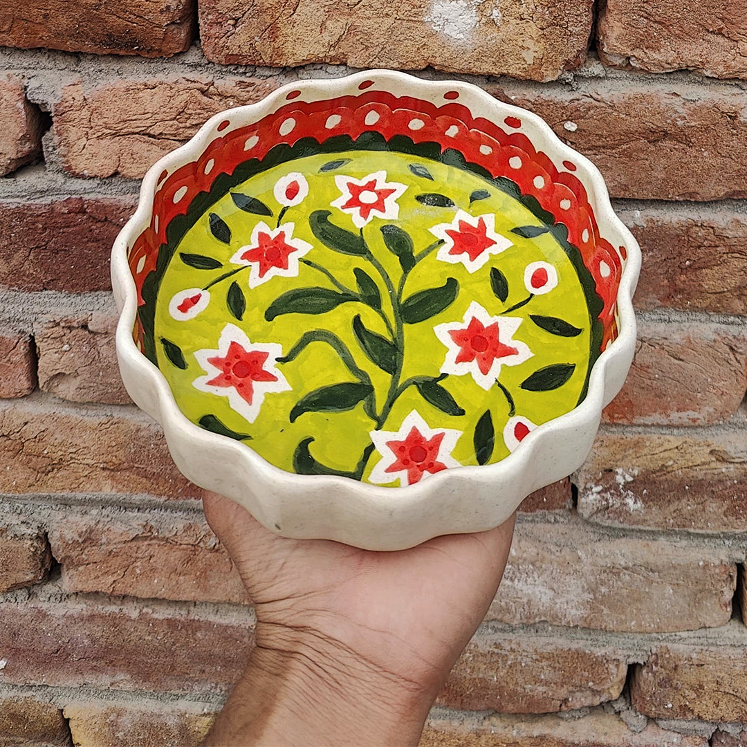 Strawberry Matcha Flowers Deep Plate