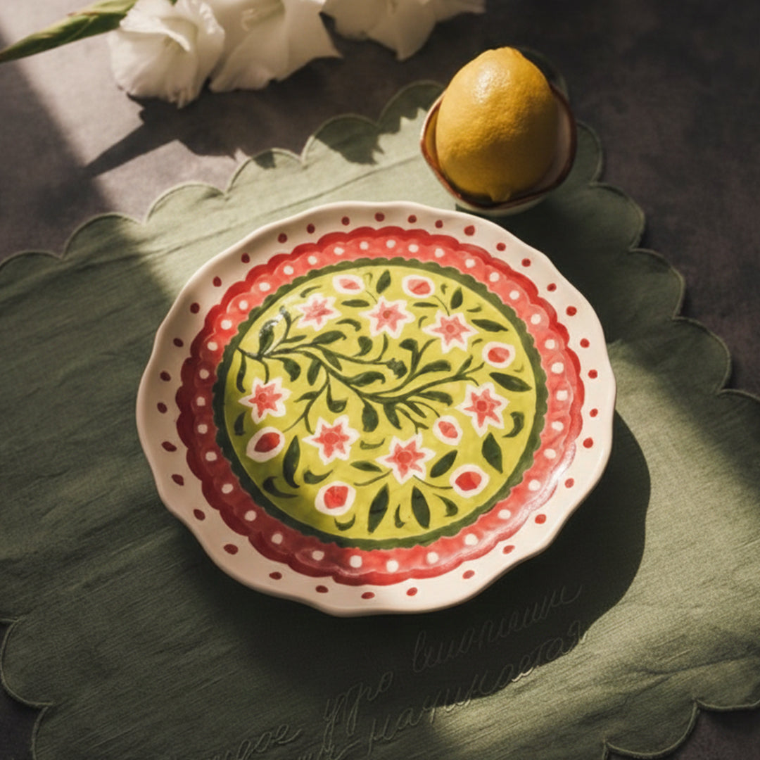 Strawberry Matcha Flowers Dinner Plate