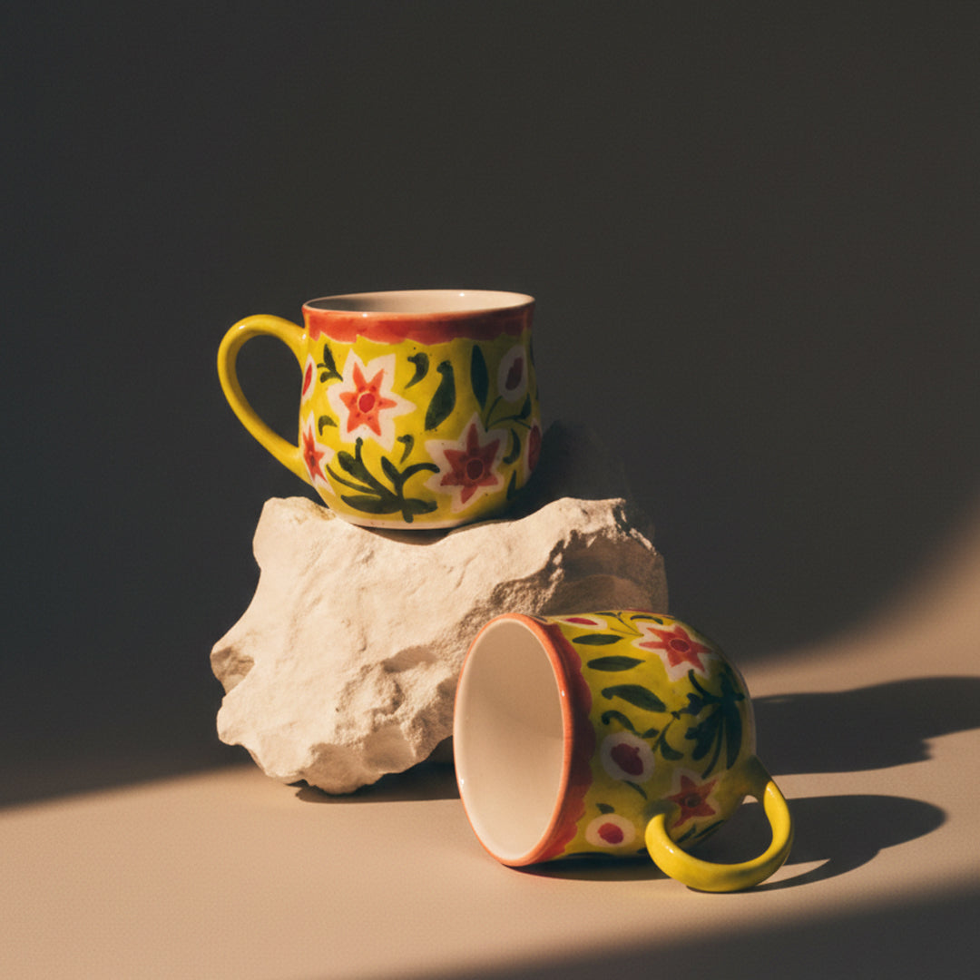 Strawberry Matcha Flowers Mug