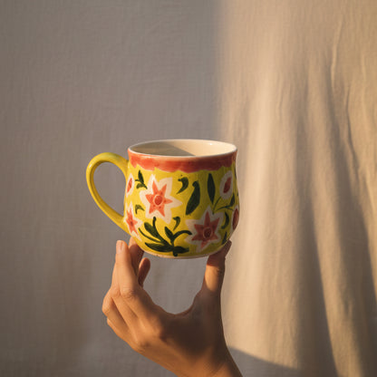 Strawberry Matcha Flowers Mug