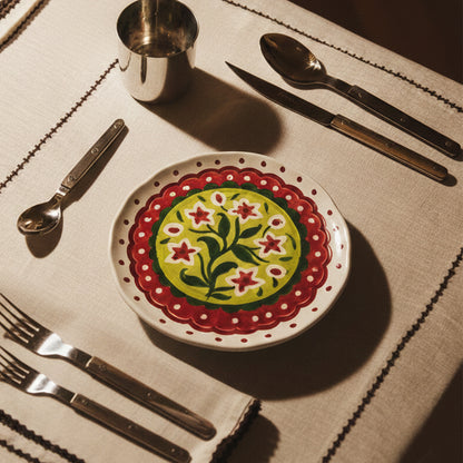 Strawberry Matcha Flowers Quarter Plate