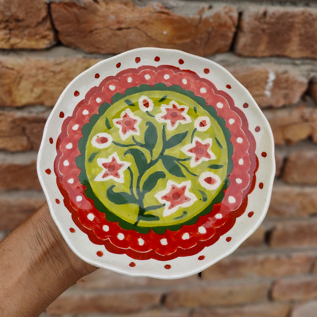 Strawberry Matcha Flowers Quarter Plate