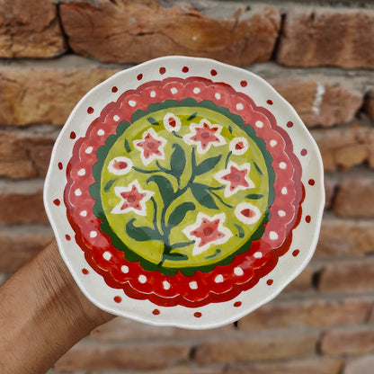 Strawberry Matcha Flowers Quarter Plate