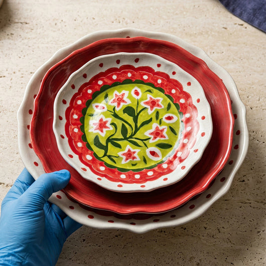 Strawberry Matcha Flowers Plates Set