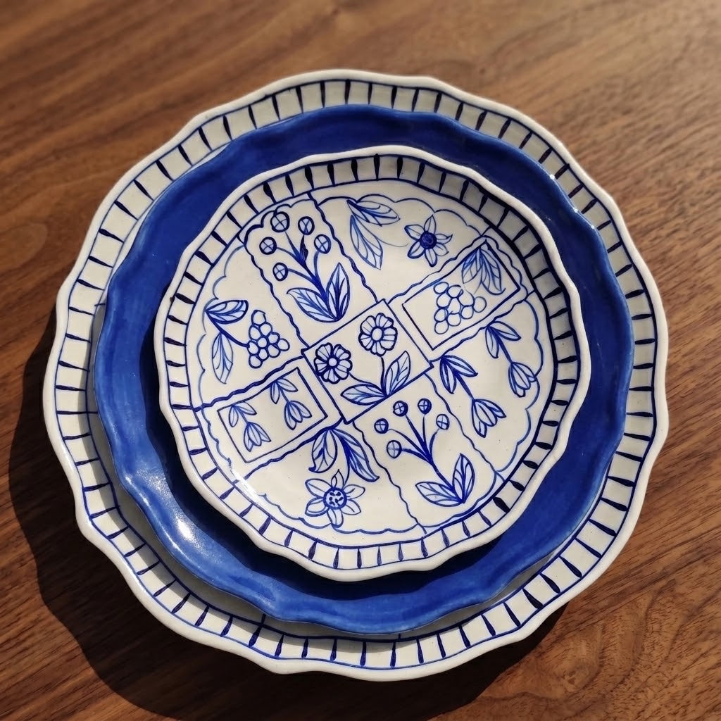 Summer Blues Plates Set